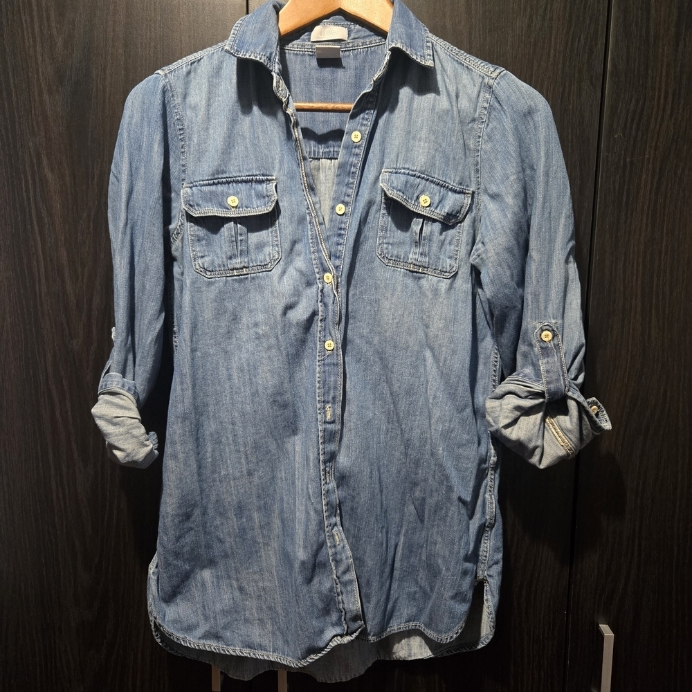 Joe Fresh Denim Button-Up Shirt Western 100% Cotton Size S - Picture 2 of 8